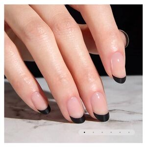 Color Street Sheer Nude Nails with Matte Black French Tips
